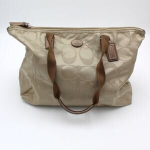 Coach Getaway Weekender Tote Bag Nylon Signature Khaki Beige Travel F77321